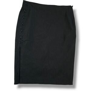 Guess Women’s Sexy Black Lace-Up Slit Pencil Skirt large Classic Work/Date Night